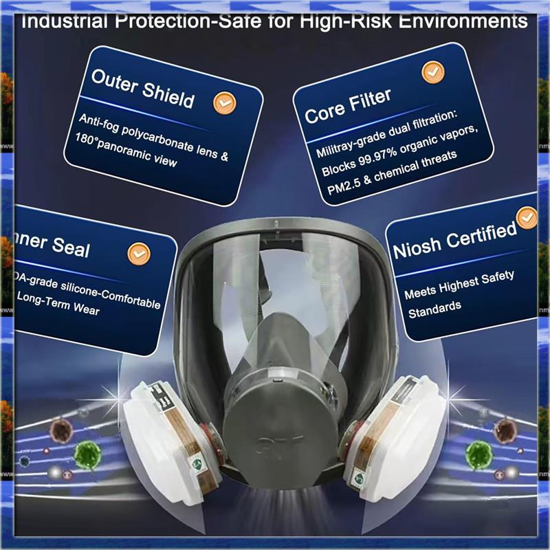 Dust Mask Construction - Maska pełnotwarzowa wielokrotnego użytku LJL, maski